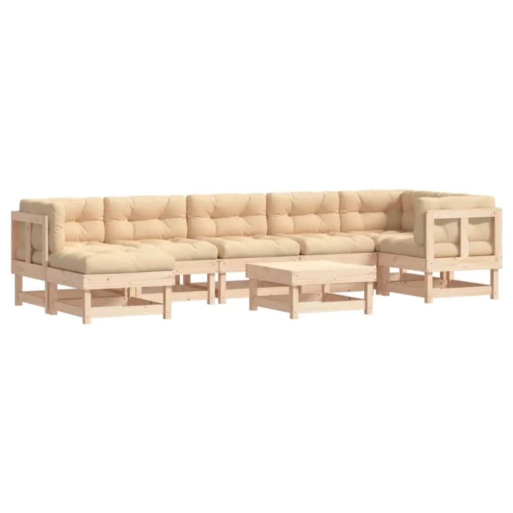 8 Piece Garden Lounge Set with Cushions Solid Wood 3185864 - Furniture