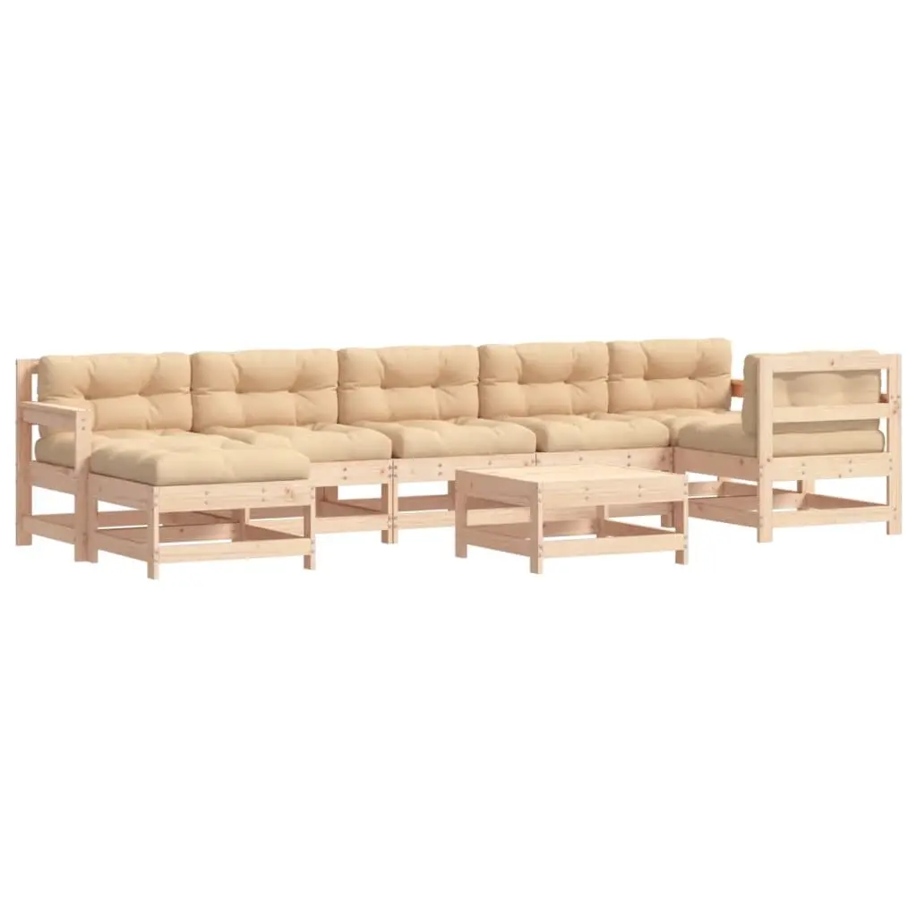 8 Piece Garden Lounge Set with Cushions Solid Wood 3185885 - Furniture