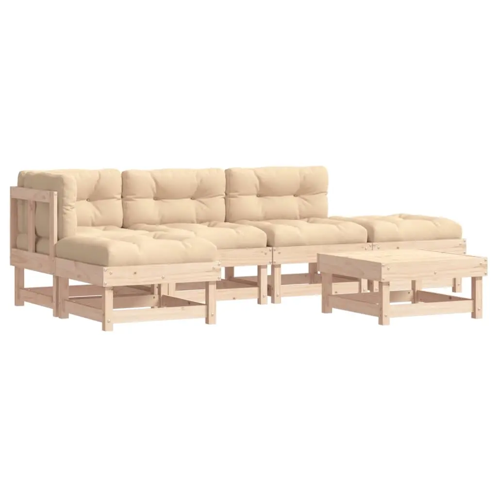 6 Piece Garden Lounge Set with Cushions Solid Wood 3185892 - Furniture