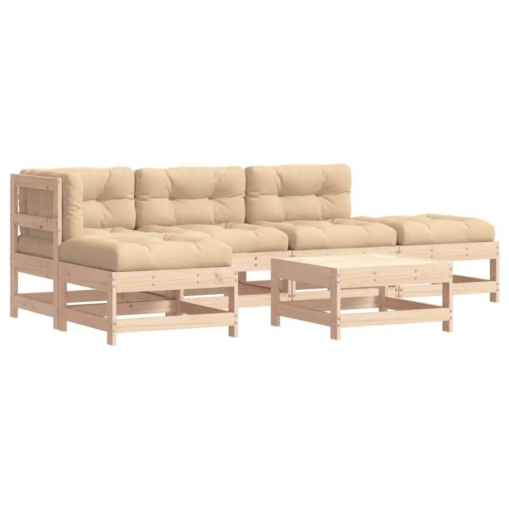 6 Piece Garden Lounge Set with Cushions Solid Wood 3185899 - Furniture