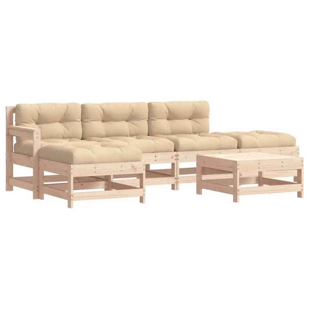 6 Piece Garden Lounge Set with Cushions Solid Wood 3185906 - Furniture