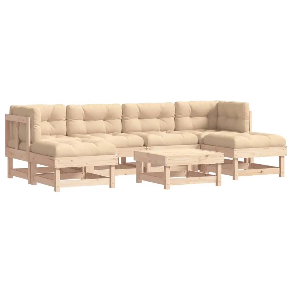 7 Piece Garden Lounge Set with Cushions Solid Wood 3185920 - Furniture