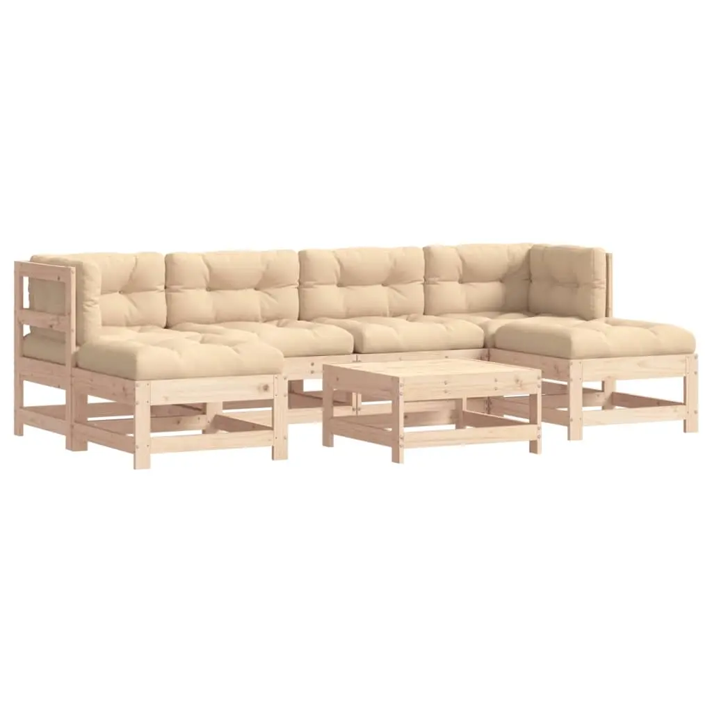 7 Piece Garden Lounge Set with Cushions Solid Wood 3185927 - Furniture