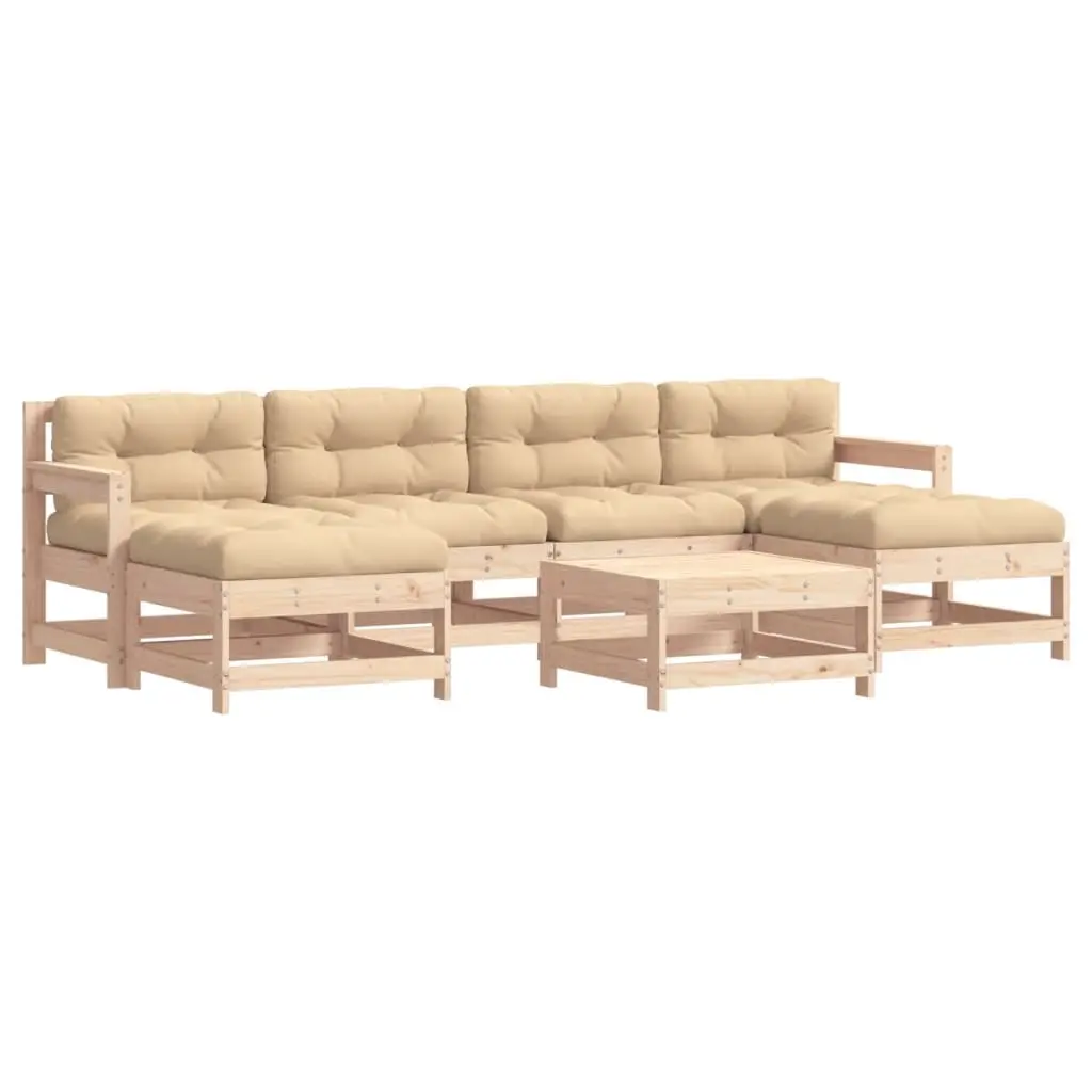 7 Piece Garden Lounge Set with Cushions Solid Wood 3185934 - Furniture