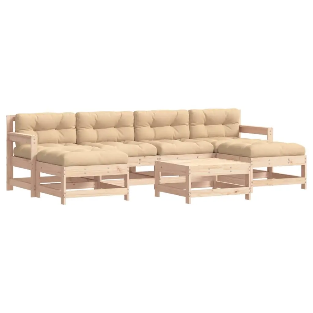 7 Piece Garden Lounge Set with Cushions Solid Wood 3185941 - Furniture