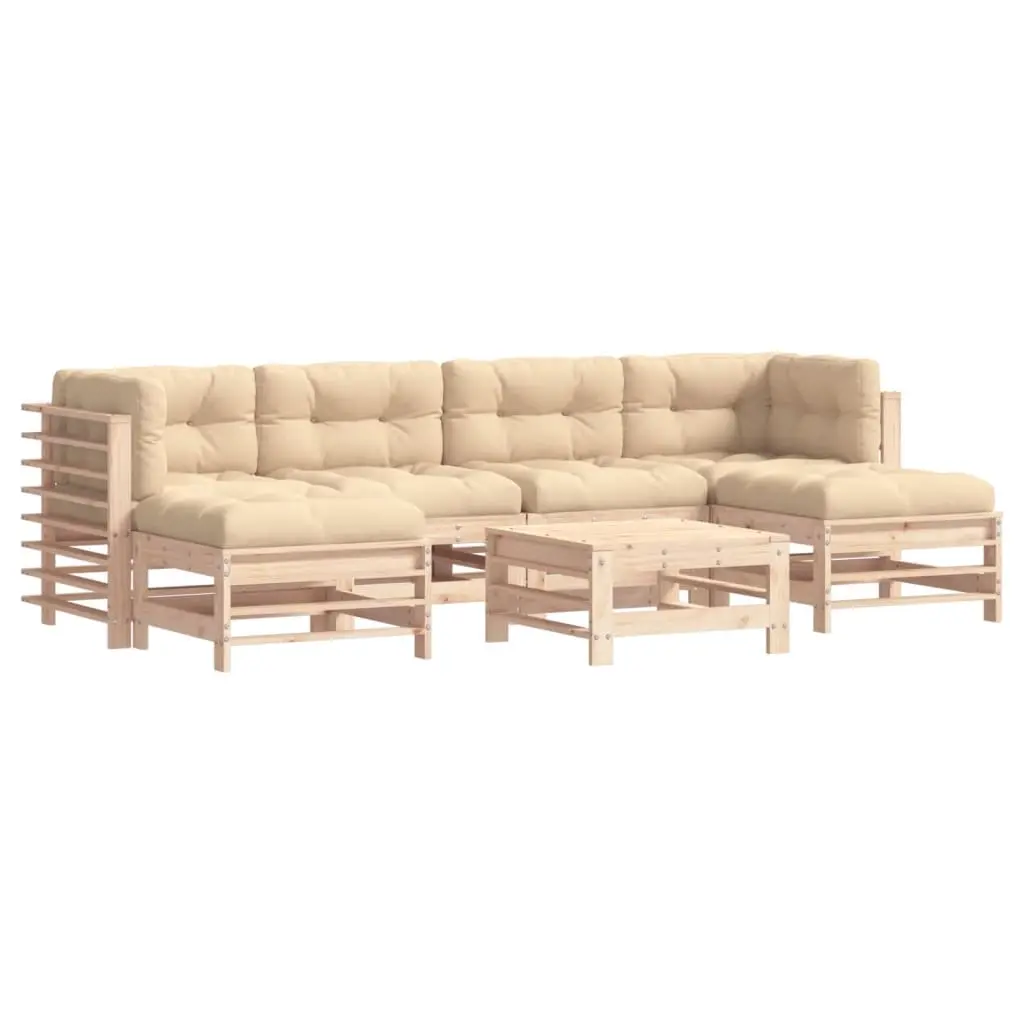 7 Piece Garden Lounge Set with Cushions Solid Wood 3185948 - Furniture