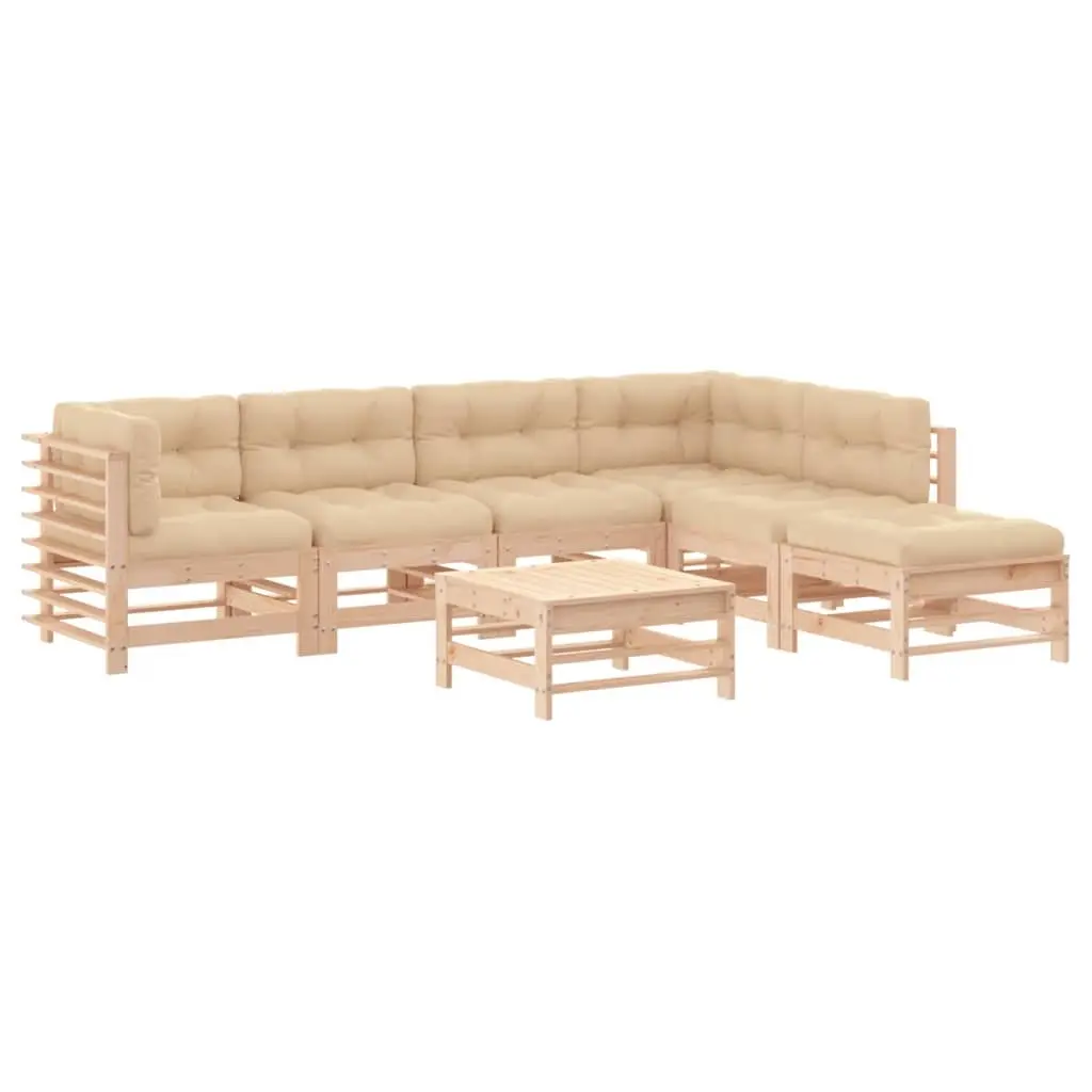 7 Piece Garden Lounge Set with Cushions Solid Wood 3185976 - Furniture