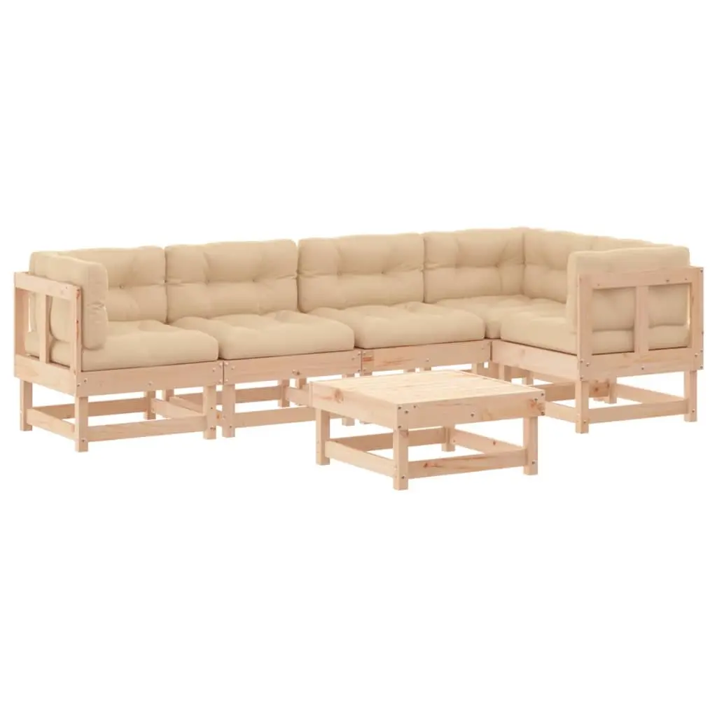 6 Piece Garden Lounge Set with Cushions Solid Wood 3185983 - Furniture