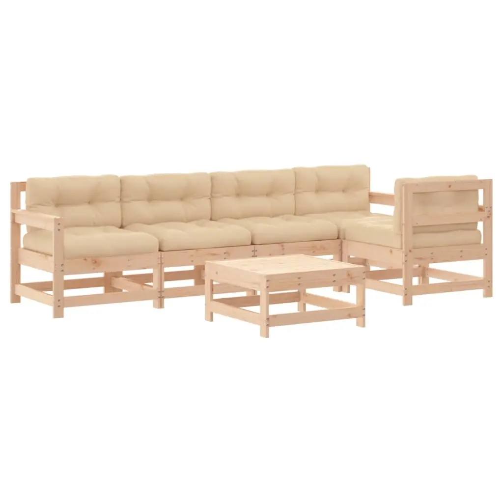 6 Piece Garden Lounge Set with Cushions Solid Wood 3185990 - Furniture