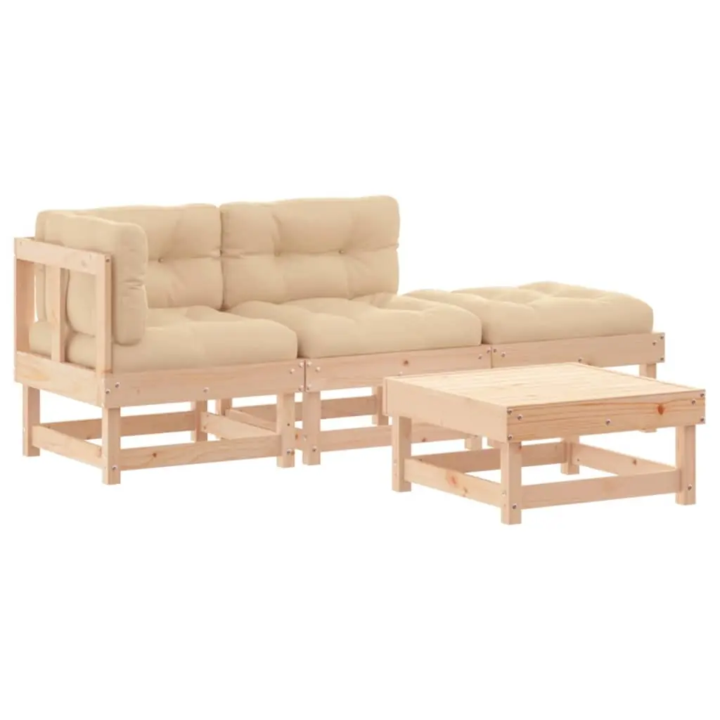 4 Piece Garden Lounge Set with Cushions Solid Wood 3186011 - Furniture