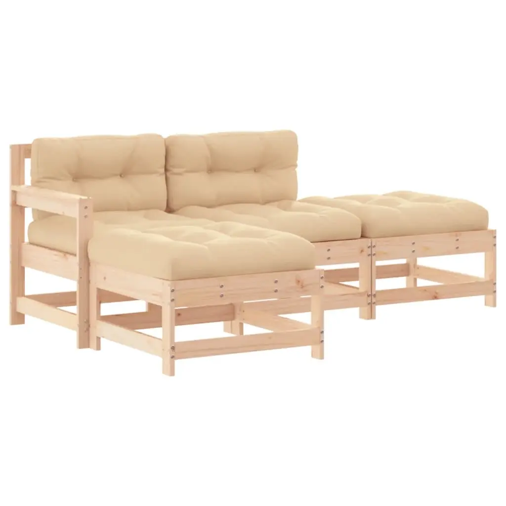 4 Piece Garden Lounge Set with Cushions Solid Wood 3186018 - Furniture