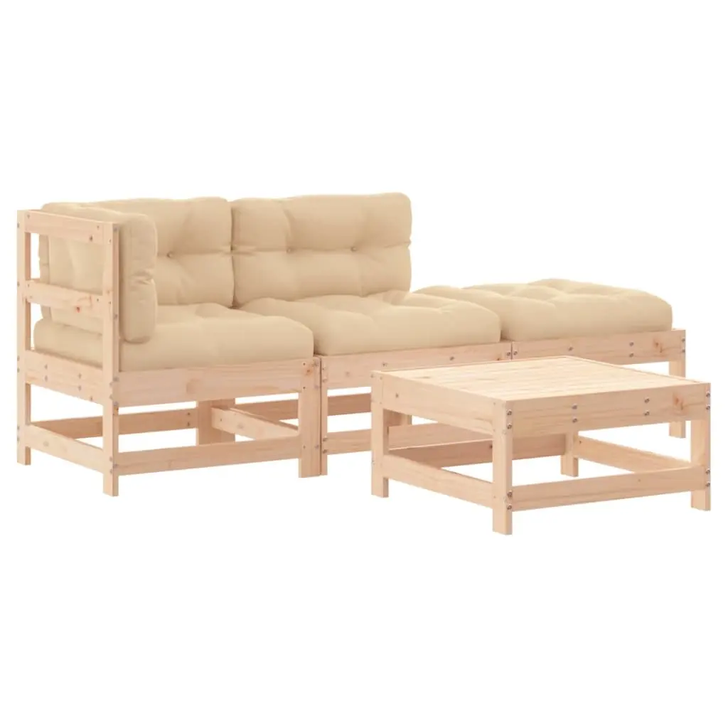 4 Piece Garden Lounge Set with Cushions Solid Wood 3186025 - Furniture