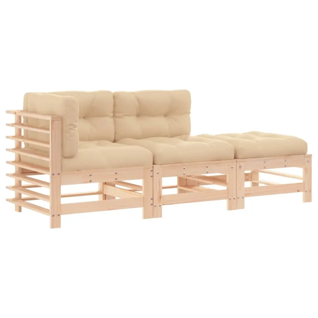 3 Piece Garden Lounge Set with Cushions Solid Wood 3186032 - Furniture