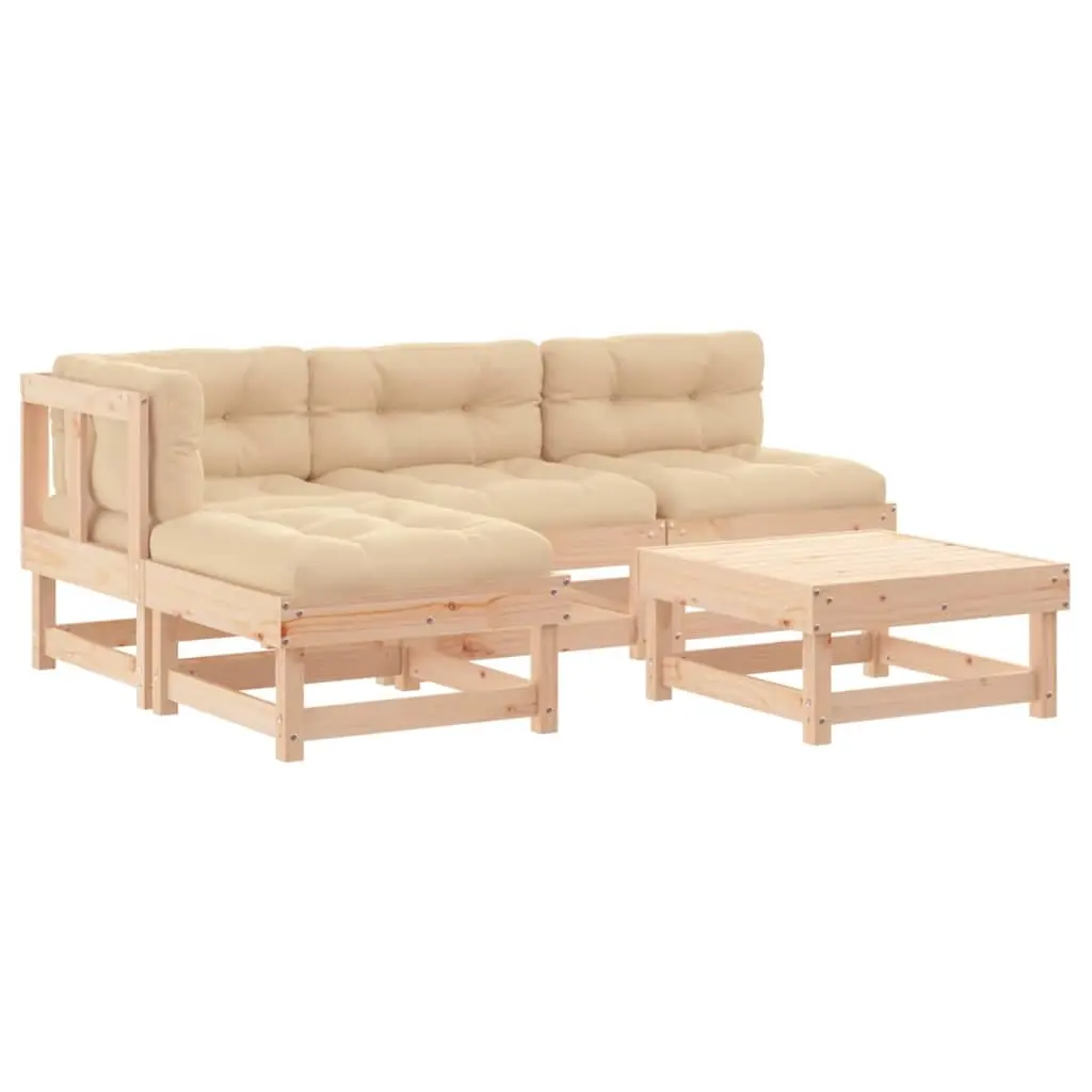 5 Piece Garden Lounge Set with Cushions Solid Wood 3186039 - Furniture