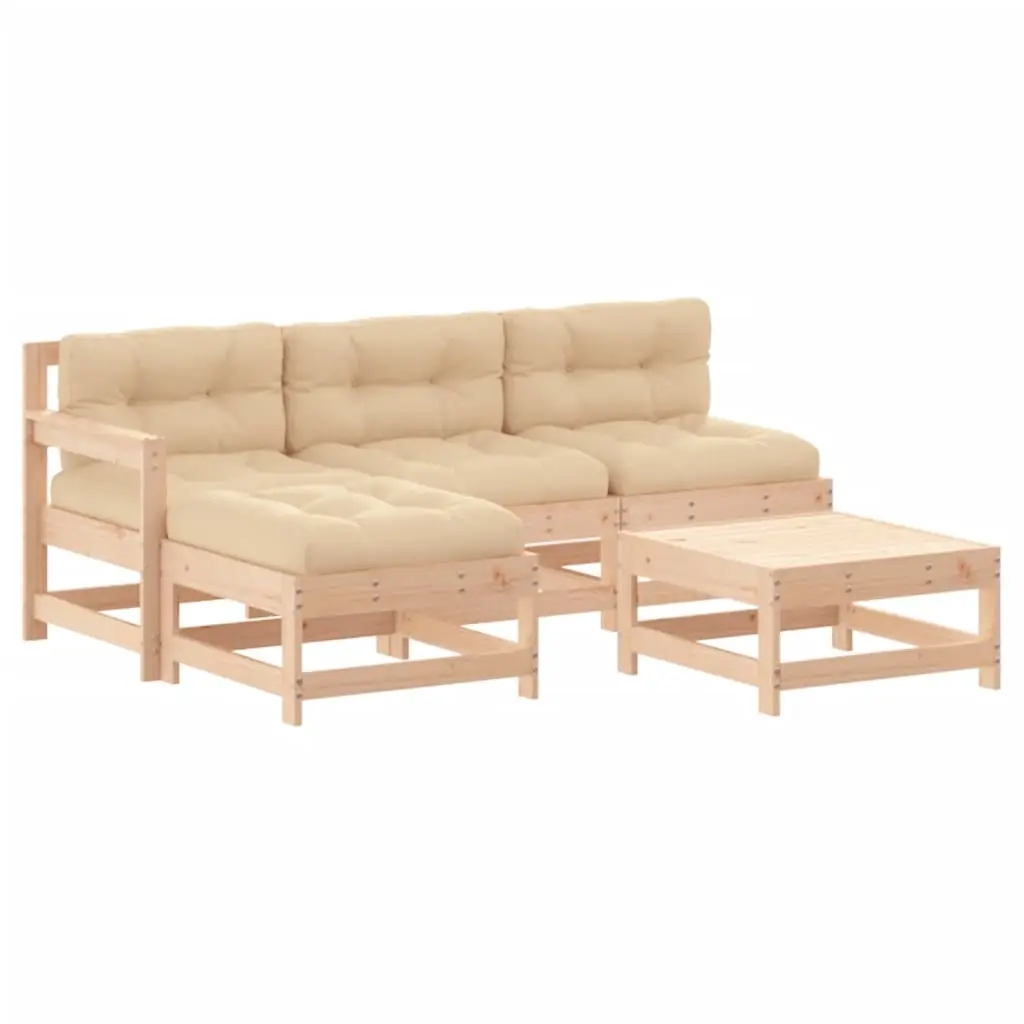 5 Piece Garden Lounge Set with Cushions Solid Wood 3186053 - Furniture
