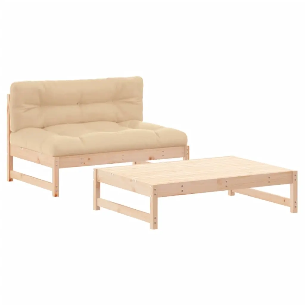 2 Piece Garden Lounge Set with Cushions Solid Wood 3186102 - Furniture