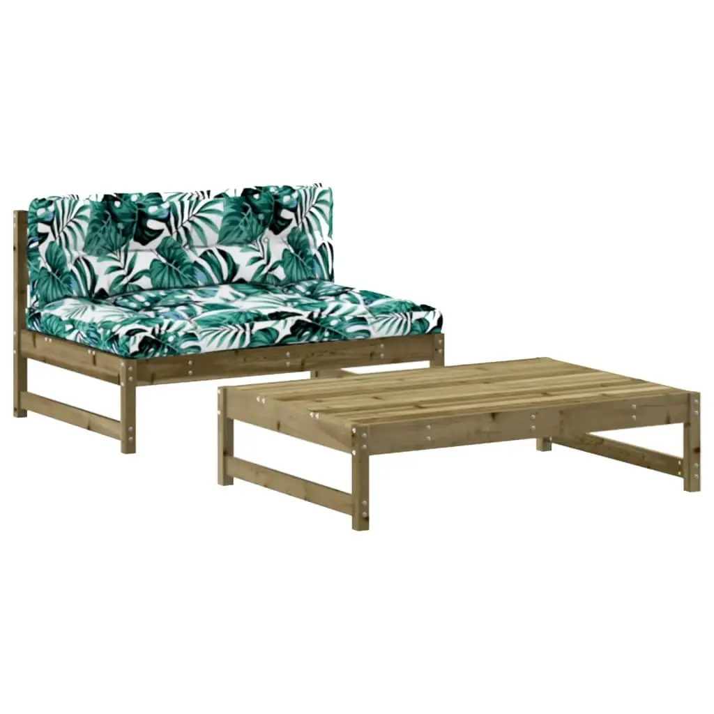 2 Piece Garden Lounge Set with Cushions Impregnated Wood Pine 3186108 - Furniture