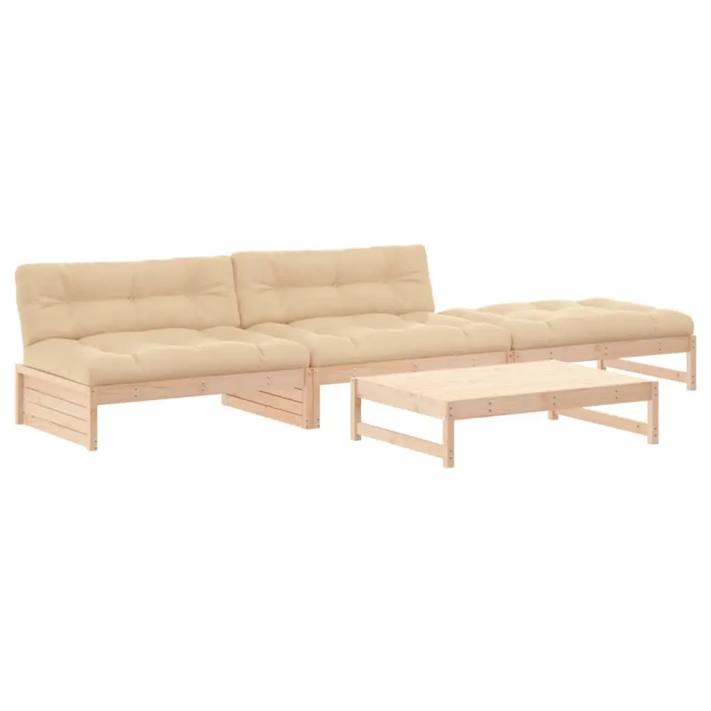 4 Piece Garden Lounge Set with Cushions Solid Wood 3186109 - Furniture