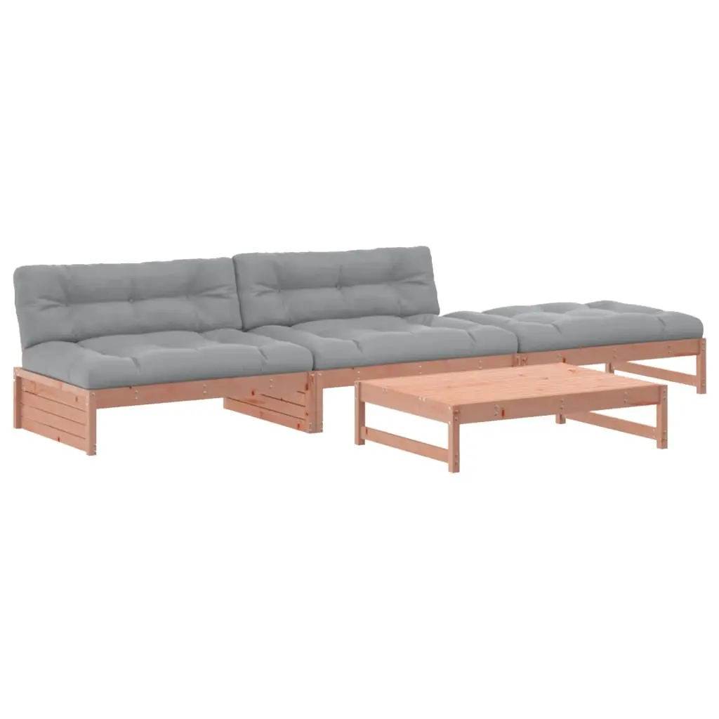 4 Piece Garden Lounge Set with Cushions Solid Wood Douglas 3186114 - Furniture