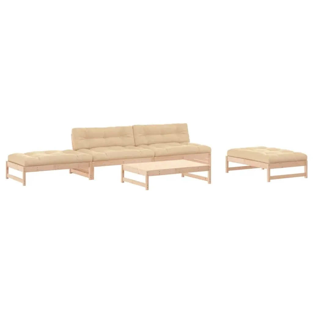 5 Piece Garden Lounge Set with Cushions Solid Wood 3186116 - Furniture