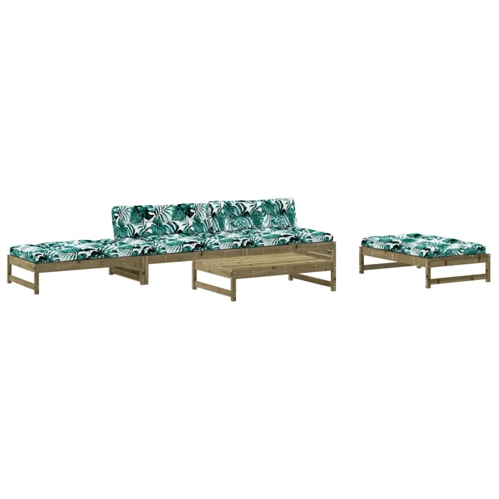 5 Piece Garden Lounge Set with Cushions Impregnated Wood Pine 3186122 - Furniture