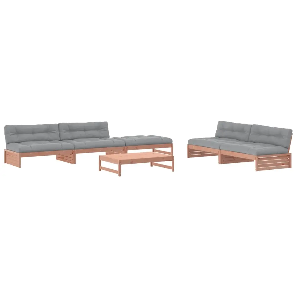 6 Piece Garden Lounge Set with Cushions Solid Wood Douglas 3186128 - Furniture