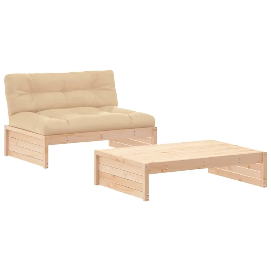 2 Piece Garden Lounge Set with Cushions Solid Wood 3186130 - Furniture
