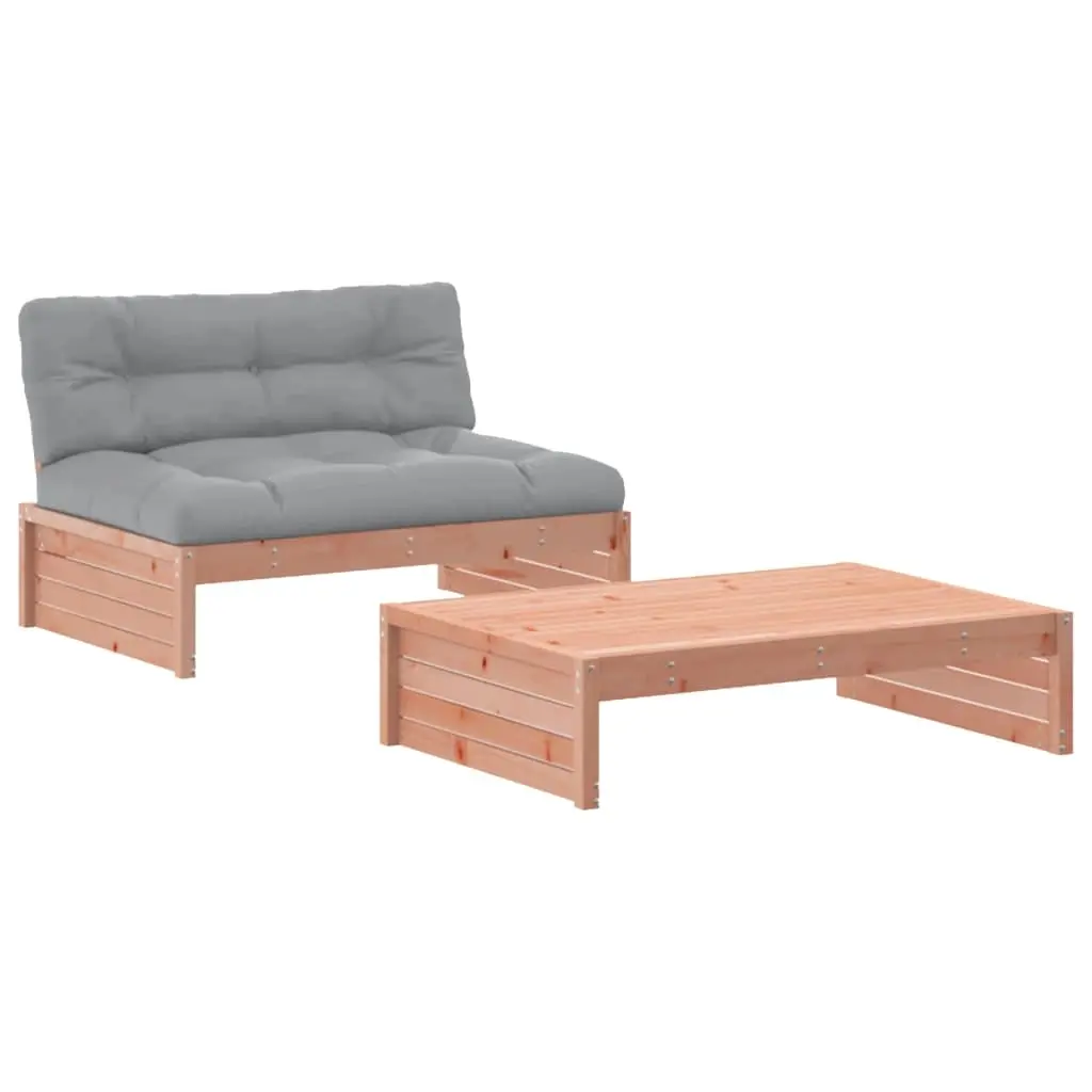 2 Piece Garden Lounge Set with Cushions Solid Wood Douglas 3186135 - Furniture