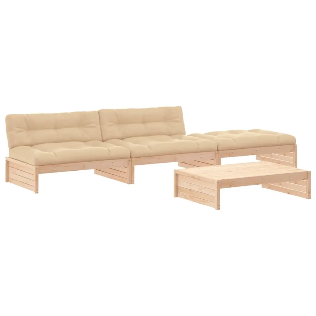 4 Piece Garden Lounge Set with Cushions Solid Wood 3186137 - Furniture