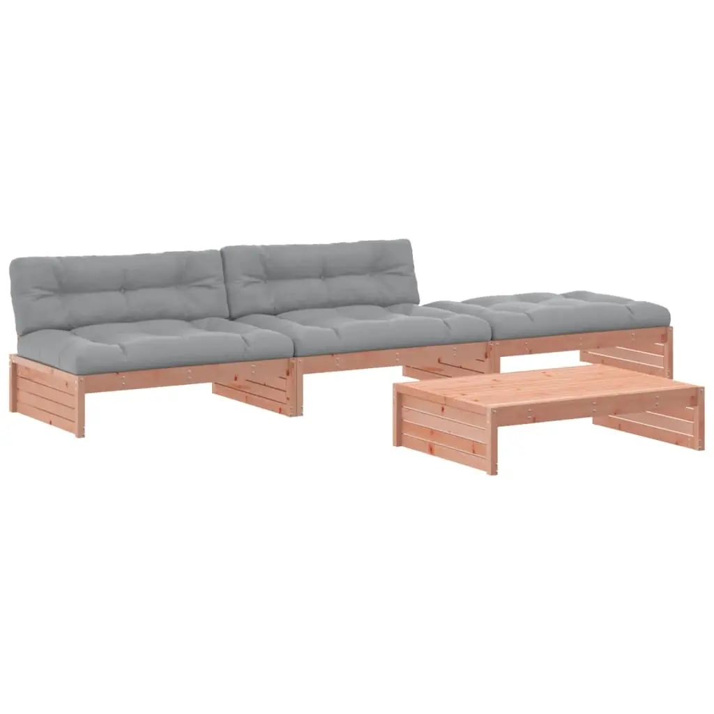 4 Piece Garden Lounge Set with Cushions Solid Wood Douglas 3186142 - Furniture
