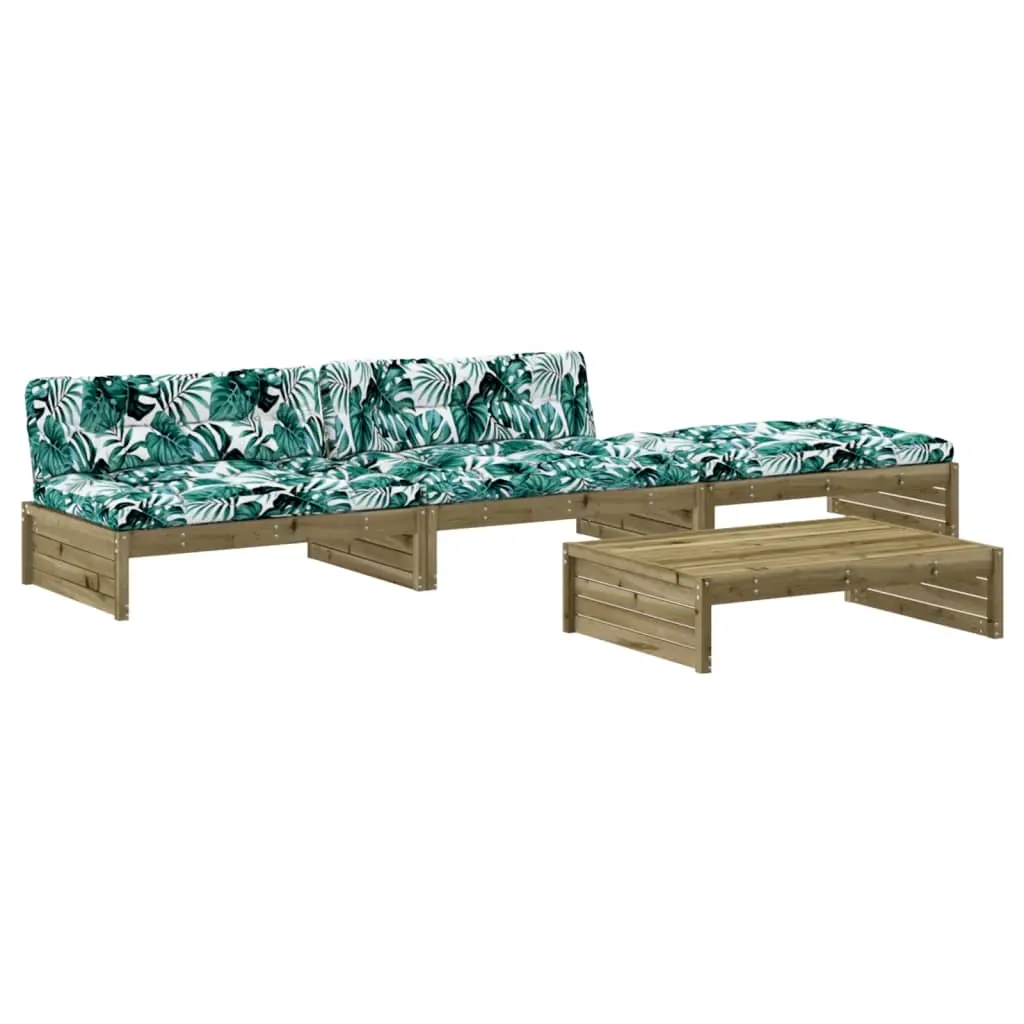 4 Piece Garden Lounge Set with Cushions Impregnated Wood Pine 3186143 - Furniture
