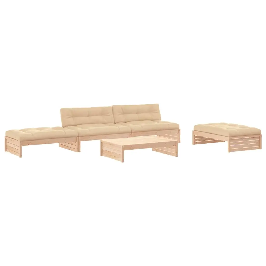 5 Piece Garden Lounge Set with Cushions Solid Wood 3186144 - Furniture