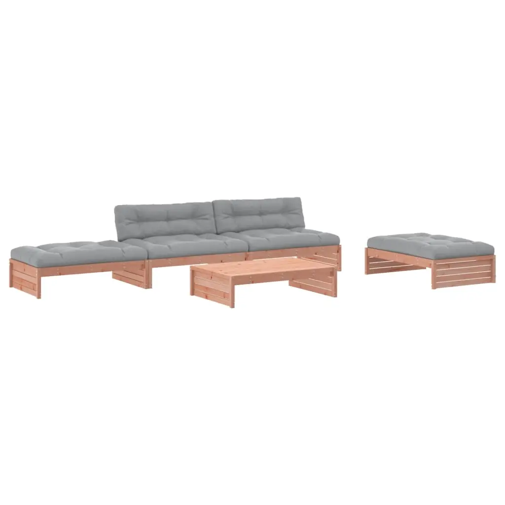 5 Piece Garden Lounge Set with Cushions Solid Wood Douglas 3186149 - Furniture