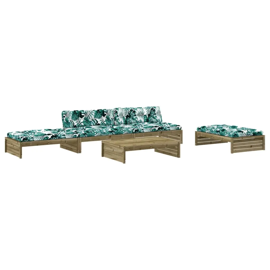 5 Piece Garden Lounge Set with Cushions Impregnated Wood Pine 3186150 - Furniture