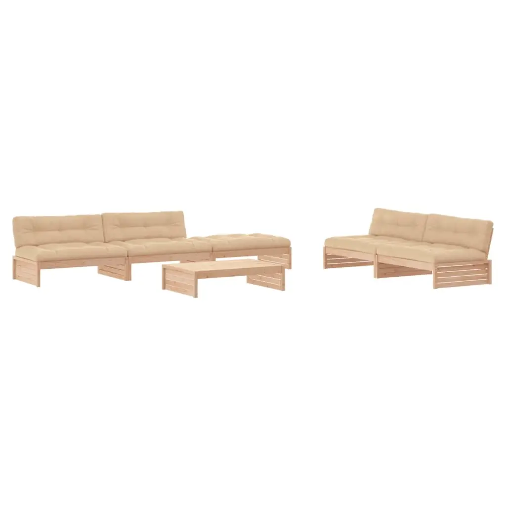 6 Piece Garden Lounge Set with Cushions Solid Wood 3186151 - Furniture