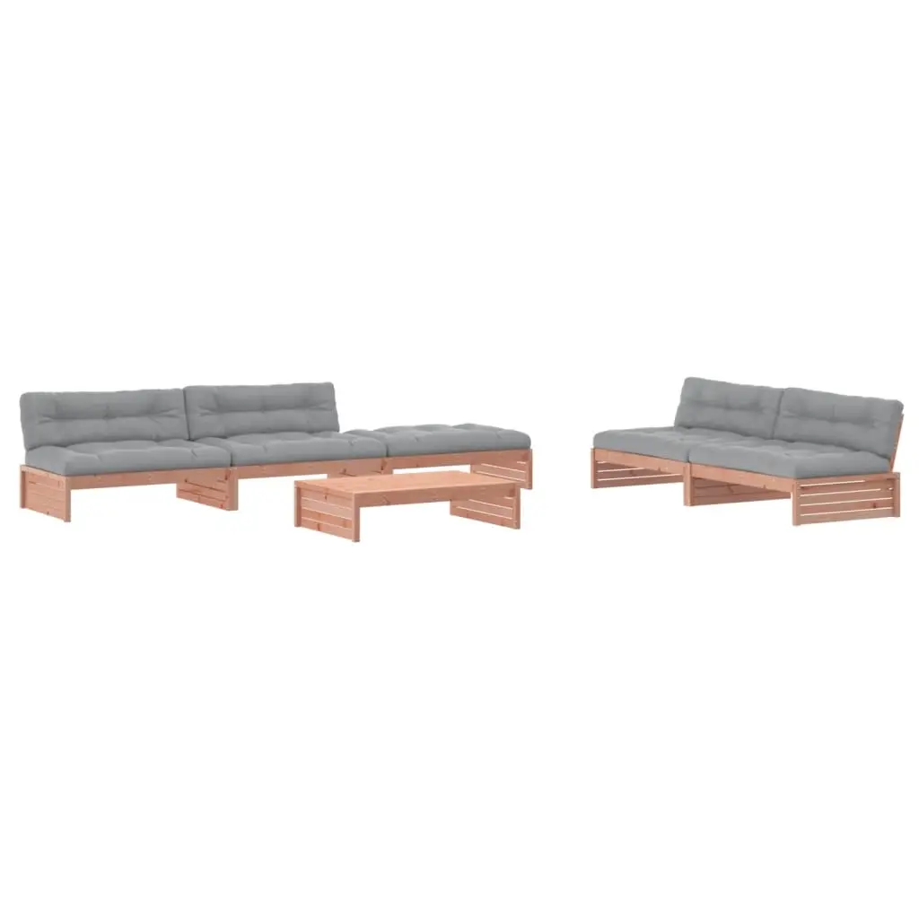 6 Piece Garden Lounge Set with Cushions Solid Wood Douglas 3186156 - Furniture