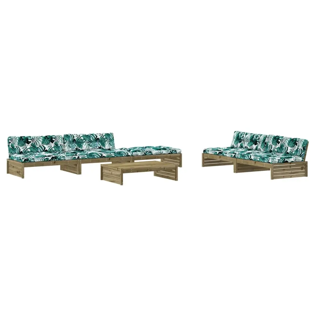 6 Piece Garden Lounge Set with Cushions Impregnated Wood Pine 3186157 - Furniture