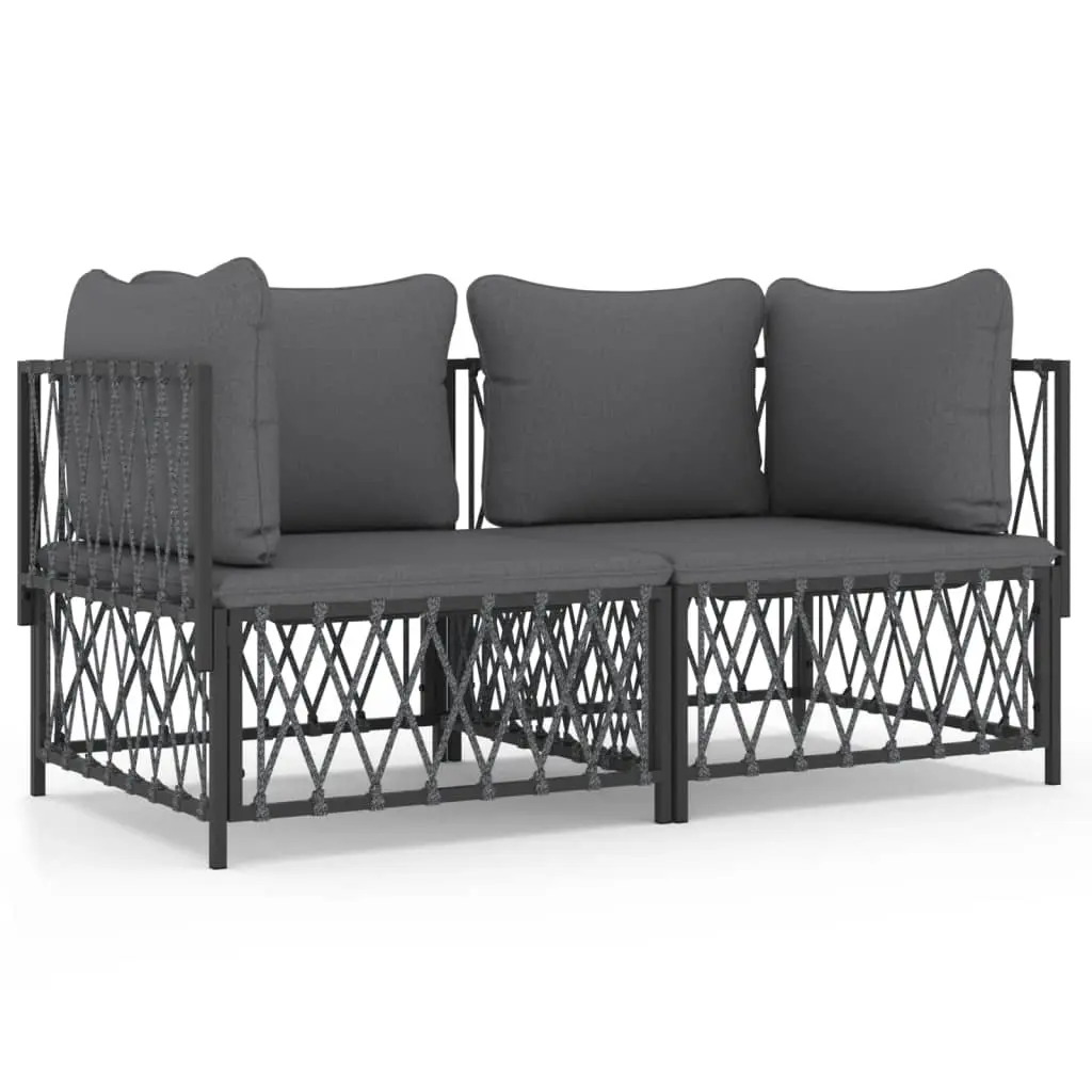 2 Piece Garden Lounge Set with Cushions Anthracite Steel 3186813 - Furniture