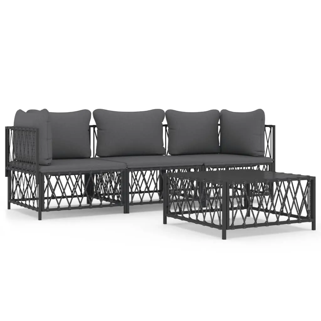 4 Piece Garden Lounge Set with Cushions Anthracite Steel 3186819 - Furniture