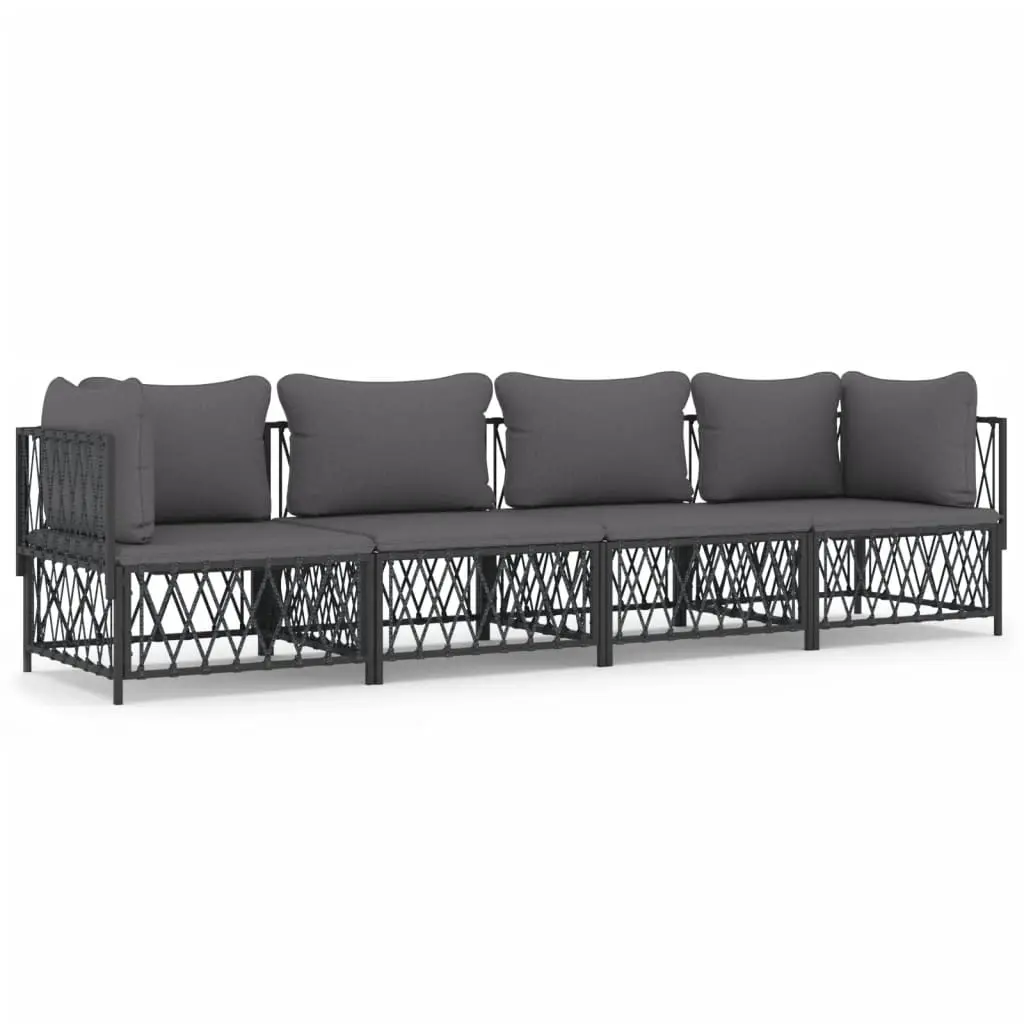 4 Piece Garden Lounge Set with Cushions Anthracite Steel 3186821 - Furniture