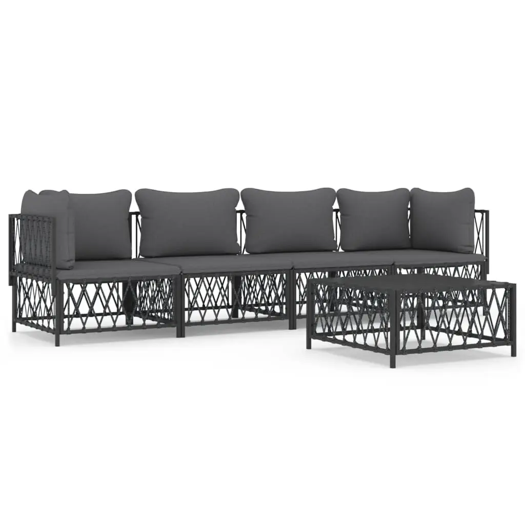 5 Piece Garden Lounge Set with Cushions Anthracite Steel 3186823 - Furniture