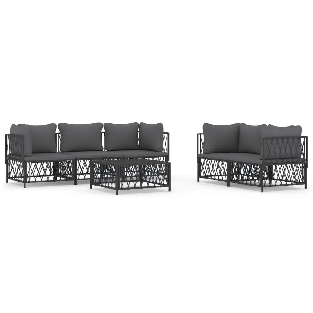 6 Piece Garden Lounge Set with Cushions Anthracite Steel 3186827 - Furniture
