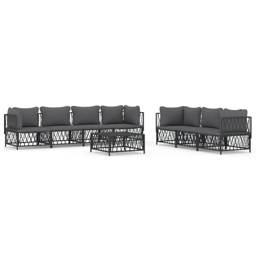8 Piece Garden Lounge Set with Cushions Anthracite Steel 3186829 - Furniture