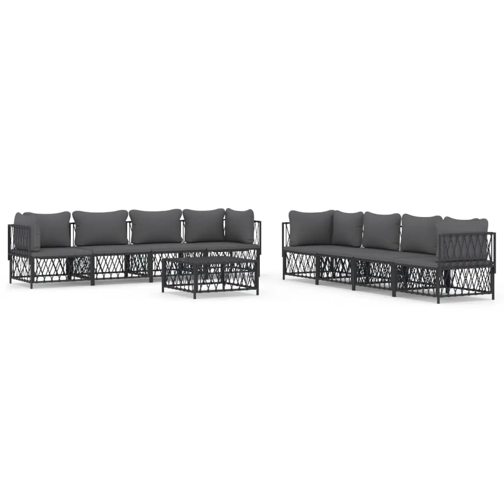 9 Piece Garden Lounge Set with Cushions Anthracite Steel 3186831 - Furniture