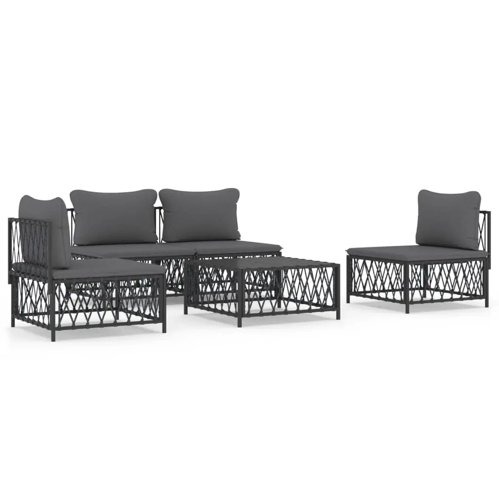 5 Piece Garden Lounge Set with Cushions Anthracite Steel 3186833 - Furniture