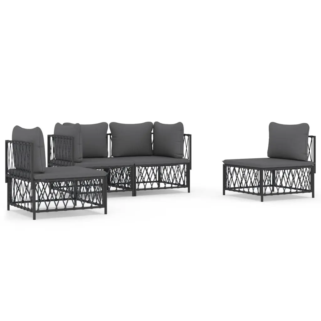 4 Piece Garden Lounge Set with Cushions Anthracite Steel 3186835 - Furniture