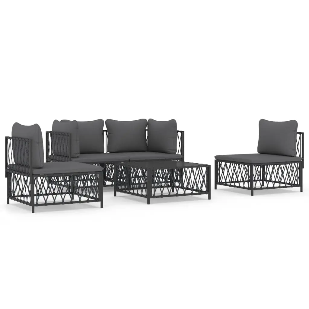 5 Piece Garden Lounge Set with Cushions Anthracite Steel 3186837 - Furniture