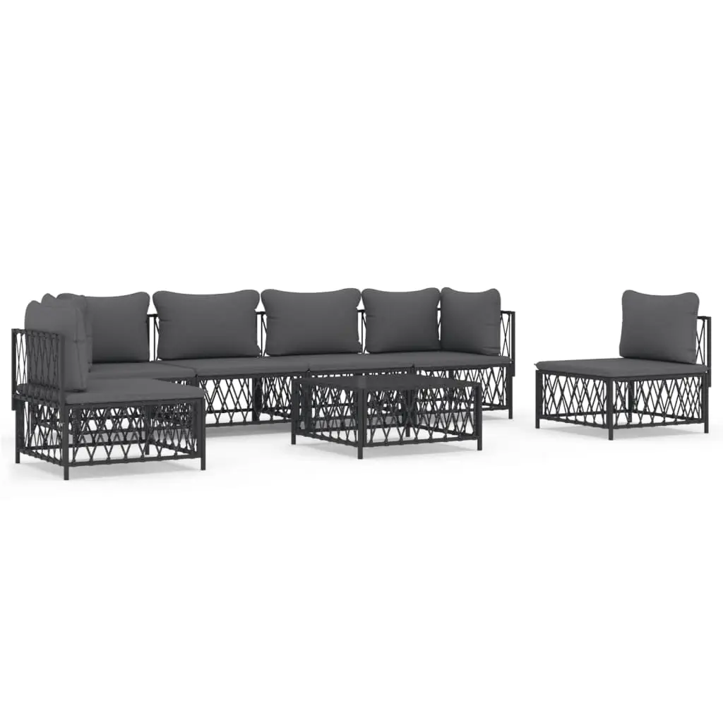7 Piece Garden Lounge Set with Cushions Anthracite Steel 3186845 - Furniture