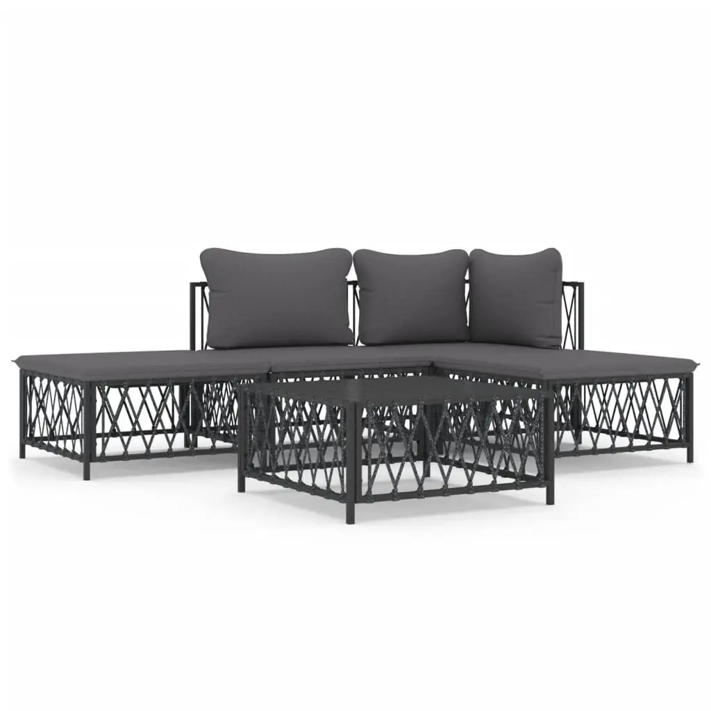 5 Piece Garden Lounge Set with Cushions Anthracite Steel 3186851 - Furniture