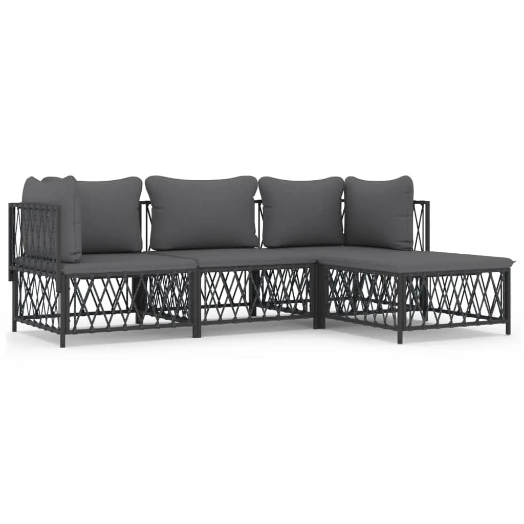 4 Piece Garden Lounge Set with Cushions Anthracite Steel 3186861 - Furniture